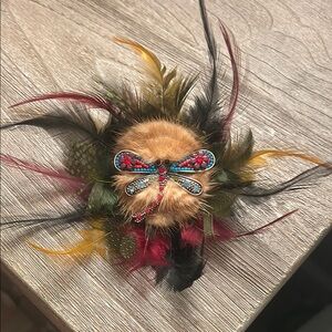 Colorful Feathered Dragonfly Brooch